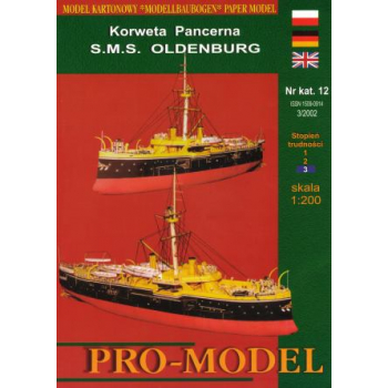 PRO-MODEL KORWETA PANCERNA S.M.S.  OLDENBERG  MODEL KARTONOWY SKALA 1/200